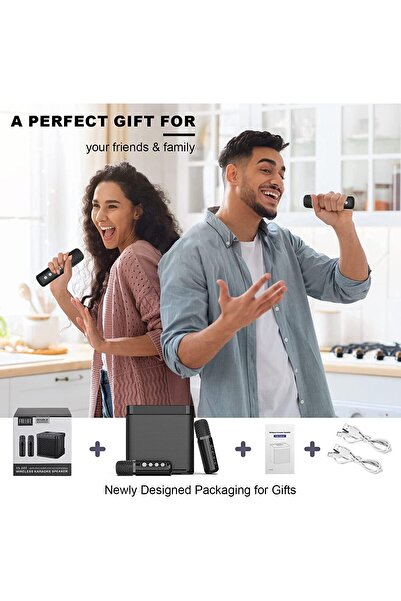 Lucmark Sistem audio bluetooth karaoke, Lucmark, 2 microfoane wireless, boxa portabila, difuzoare de inalta