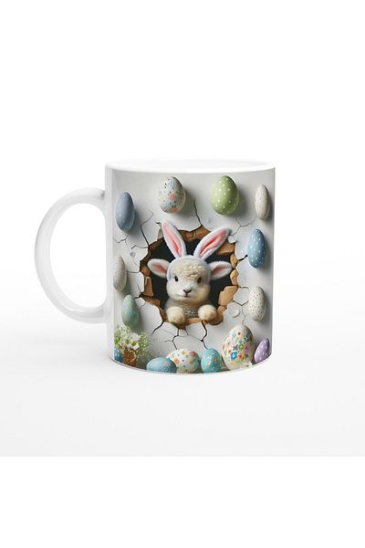Luluyen Rabbit Eared Lamb and Easter Eggs Themed Printed Mug
