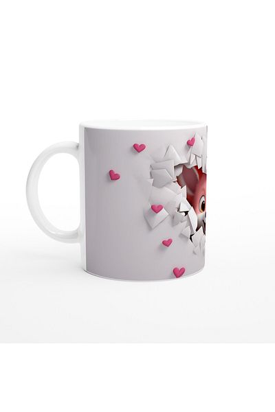 Luluyen Cute Fox Themed Printed Mug Cup Looking through Heart Envelope