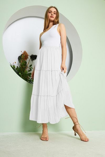 comstar White Chiffon 3-Layer Pleated Skirt, Chiffon Long Lined Skirt, Pleated Skirt, Chiffon Summer Skirt, Chiffon Skirt