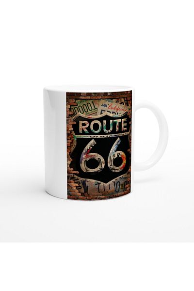 Luluyen Route 66 Printed Mug on Brick Wall