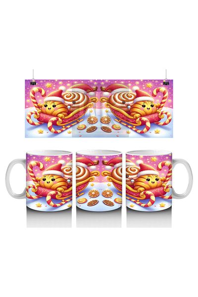 Luluyen Sweet Cats and Cookies Pattern Mug with Christmas Hat That Makes Children Love Milk