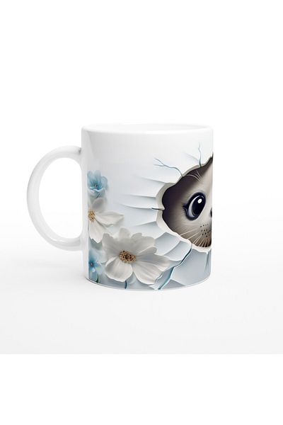 Luluyen Cute Seal Cub and Flower Patterned Underwater Themed Mug
