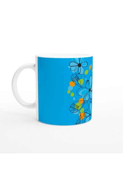 Luluyen Turquoise Line Floral Mug
