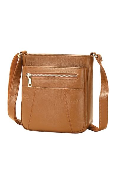 Lucmark Geanta de umar din piele naturala Lucmark, maro, practica si eleganta, 23 x 21 x 10 cm, ideala pentr
