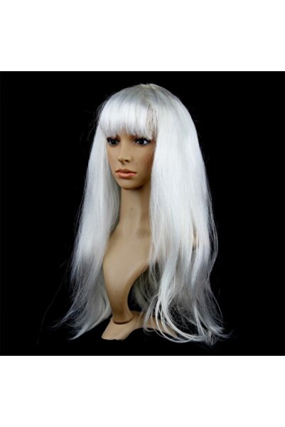 ForWhat Perucă albă de păr pentru birou, acasă, birou, activități, spectacol, costum, perucă