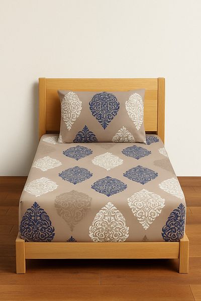 Ezgi Single Patterned Fitted Sheet Set 120X200 cm + 1 Pillow Case 50X70
