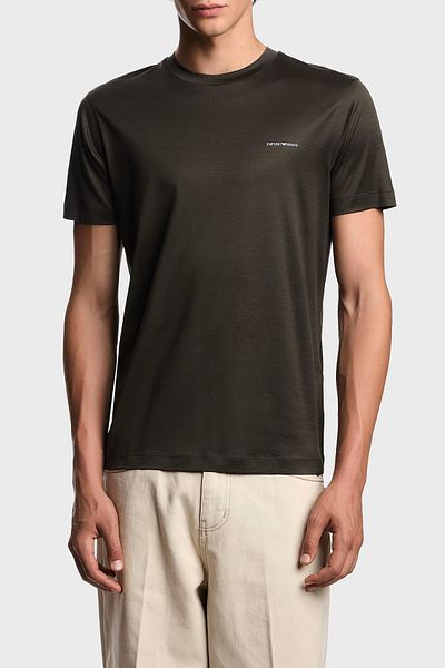Emporio Armani Tricou cu logo-ul cu decolteu rotund, amestecat de bumbac, pentru bărbați 8N1TD8 1JUVZ U