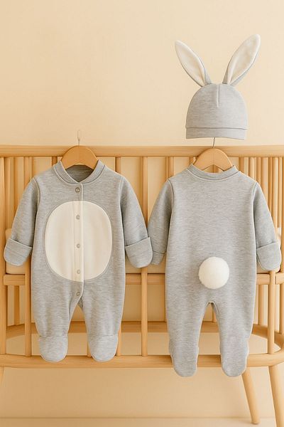 Minytrendy Baby Boy Newborn Rompers Hospital Out Baby Gift Outfit with Self Gloves