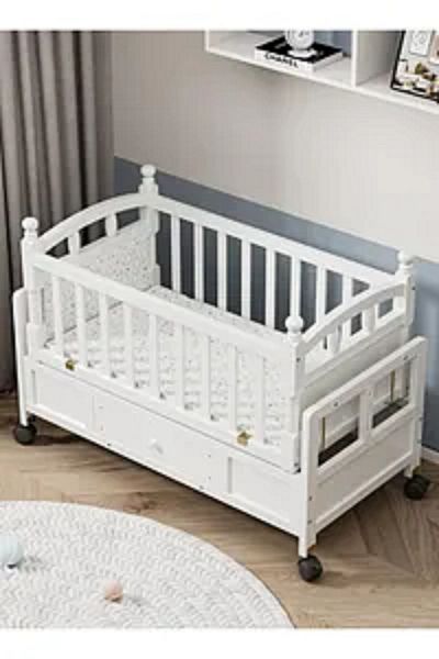Fun Moment Wooden children's bed with wardrobe and wheels 95 x 45 cm