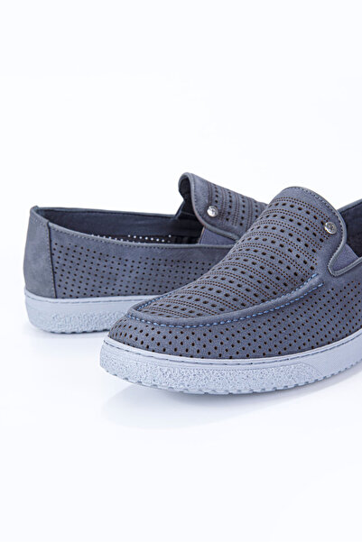 Vantaggio Fuze Gray Nubuck 100% Genuine Leather Men's Loafer Shoes