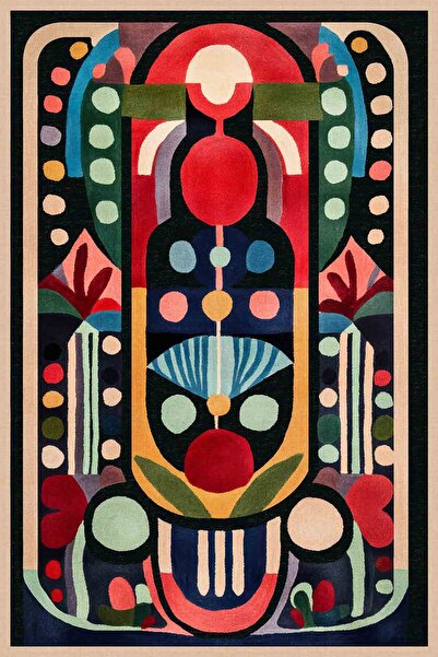 kilim home Μοντέρνο και ζωηρόχρωμο γεωμετρικό μοντέλο χαλιού με μαύρο έθνικ σ...