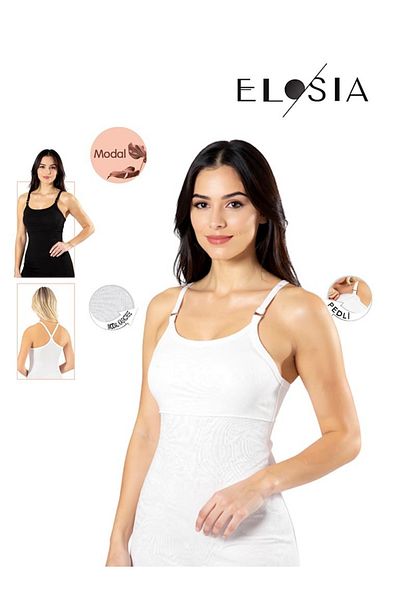VicTroy Bratique Cross Model 2-Pack |   Modal Camisole Fabric White and Green Pool Collar Women's Blouse