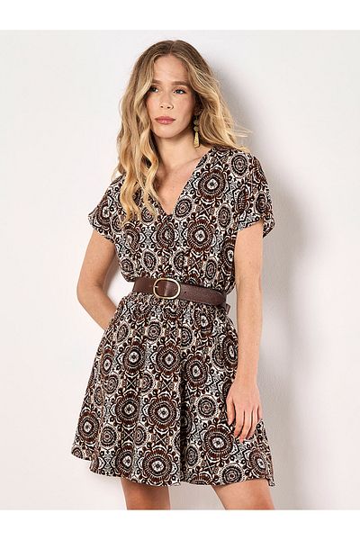 Apricot Batik Print Minikleid