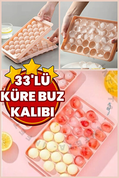 İnfeta Kapaklı 33 Bölmeli Küre Buz Kalıbı Kapaklı Damla Mode Buz Kalıbı