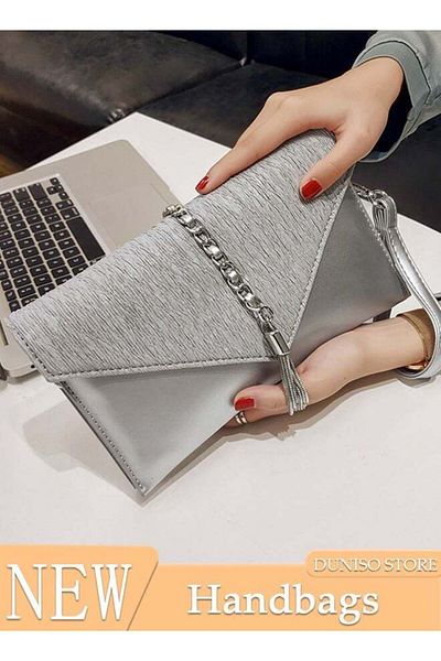 fun zone DUNISO Women Shiny Glitter Evening Clutch Envelope Handbag Chain Purse Crossbody Bag for Wedding For