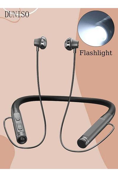 fun zone DUNISO Wireless Headphones Bluetooth 5.2 Open Ear Headphones with TF Card Slot and Flashlight Sweatp