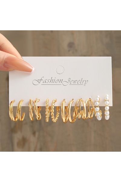 Choice 5652401 Heart Pearl Dangle Earrings Set Metal Gold Color Butterfly Locks Earrings for Women Shell Tr