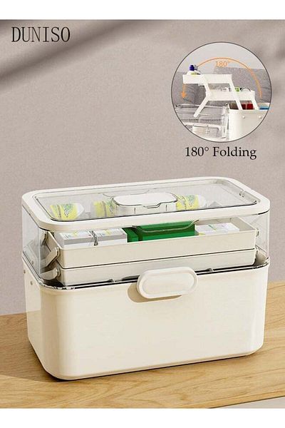 fun zone DUNISO Medicine Box Plastic Medicine Storage Box Family Emergency Kit Medical Kit