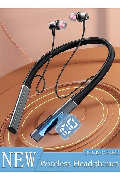 fun zone DUNISO Wireless Neckband Bluetooth Headphones with LED Power Display Sweatproof Sport Headsets