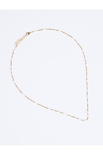 Jimmy Key White Thin Stone Detailed Adjustable Necklace
