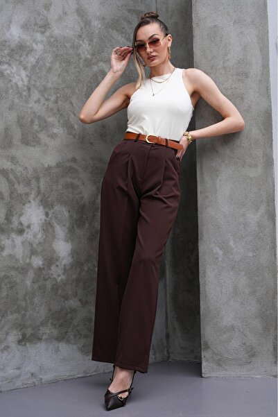 LAVA FASHION Women's High Waist Loose Leg Pleated Palazzo Pants