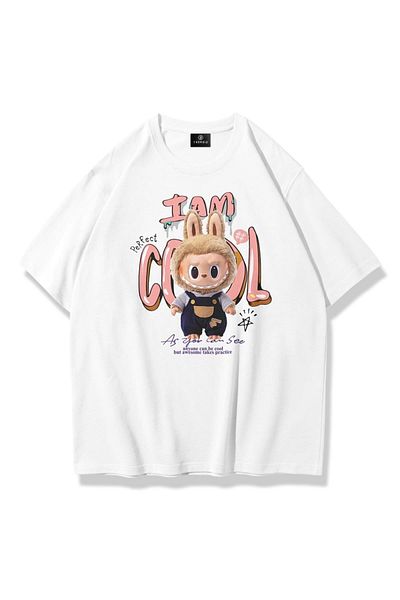 Trendiz Unisex Labubu I am Cool Tshirt Λευκό
