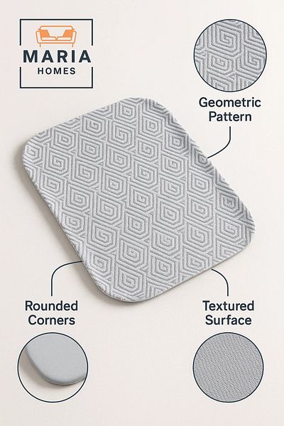 MARIA HOMES Rectangular Plastic Serving Tray with Grey 3D Cube Pattern – Textured Look