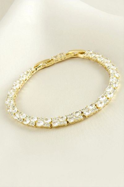 S'82 Xuping Rectangular Zircon Stone Luxury Steel Bracelet