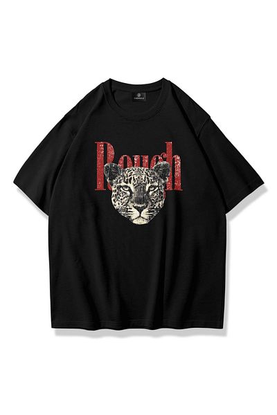 Trendiz Unisex Rough Leopard Tshirt Μαύρο