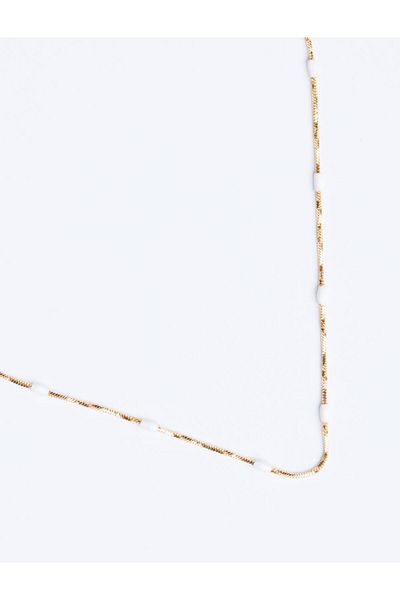 Jimmy Key White Thin Stone Detailed Adjustable Necklace