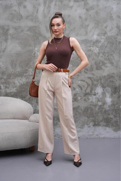 LAVA FASHION Women's High Waist Loose Leg Pleated Palazzo Pants