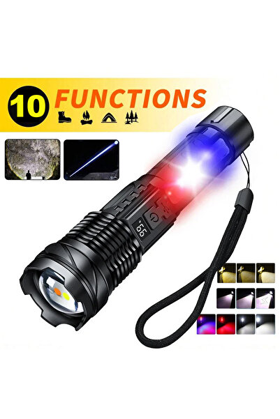 Heinast Upgrade High Power LED Flashlight Powerful TYPE-C Rechargeable COB Flashlight With Side Ligh