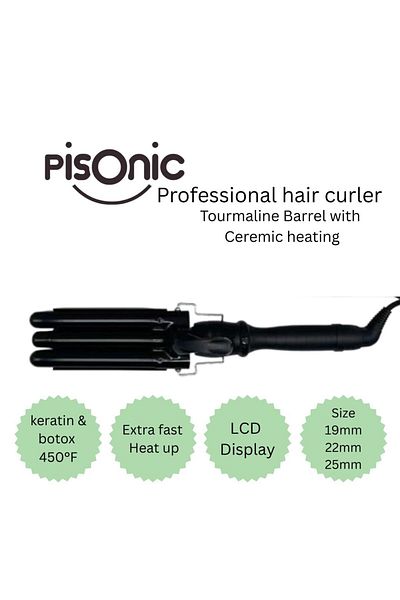 pisonic Professional Barrel Hair Curler With Ceramic Heating (19, 22, 25 mm)