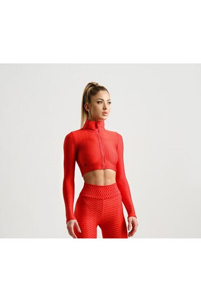 tessitura Crop zipper top 3D - Red