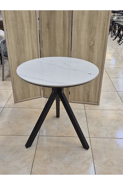 homejoyz طاولة طعام مستديرة بقاعدة ثلاثية القوائم - أبيض - 75×70 سم