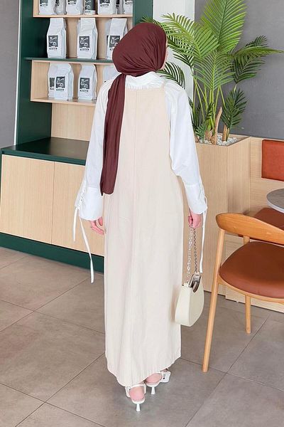 lamelif Κρέμα Gabardine Hijab Gilet