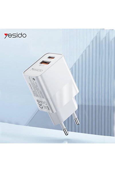 Yesido USB Charger, Type-C, PD20W, QC3.0, 3A - (YC32) - White