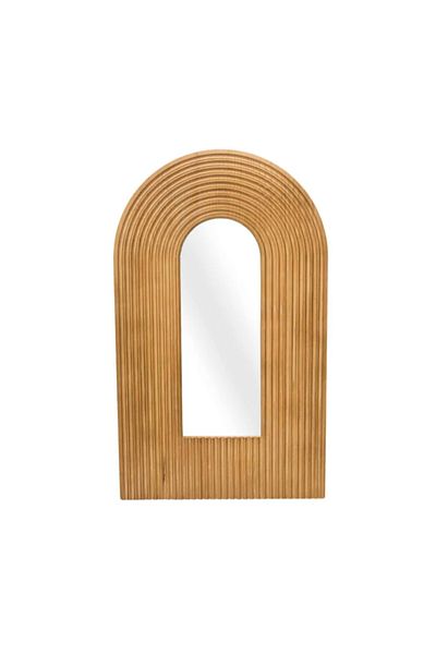 LUXXO Decorative Arch Mirror, Wooden Frame, 80x48cm, Brown