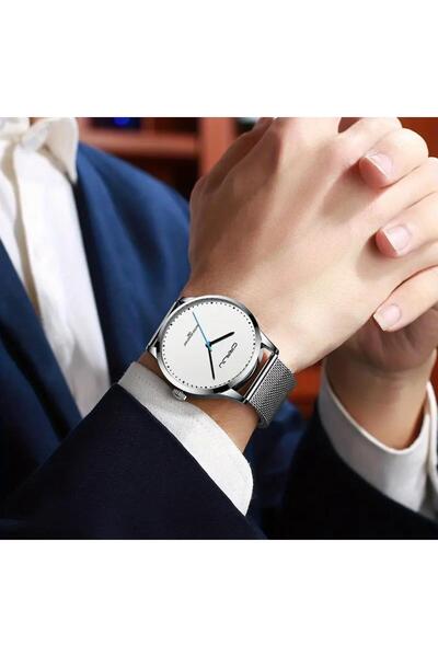 CRRJU Watch Luxury Steel Mesh Stylish Men Wristwatch 3Atm Waterproof