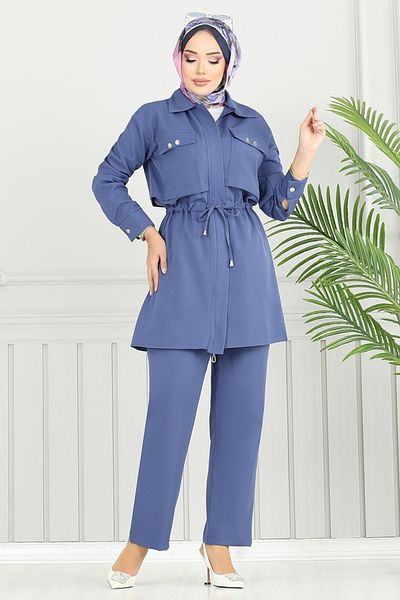 ModaMerve Hijab Suit with Pockets 23101Ukb929-M Indigo