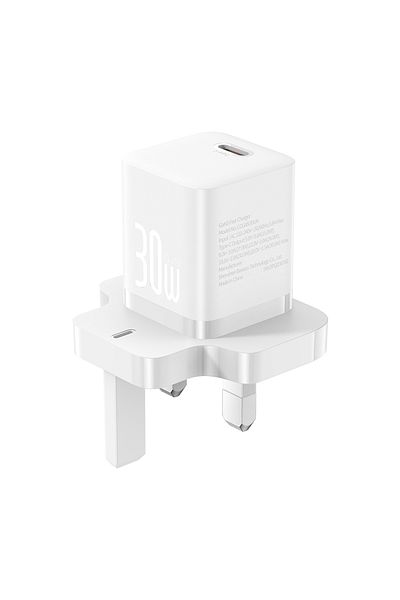 Baseus UK Type-C Charger, 30W - GaN5 (P10110906213-00) - White