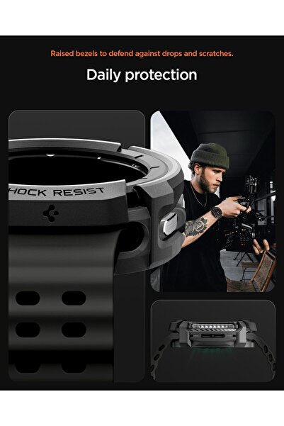 Spigen Rugged Armor for Samsung Galaxy Watch 8 Classic 46mm Case Durable TPU Cover 2025 Matte Black