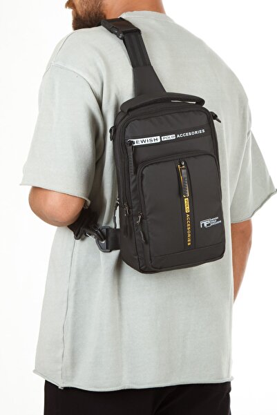 Newish Polo Men's Fabric Backpack Hand and Shoulder Bag Black - Yellow