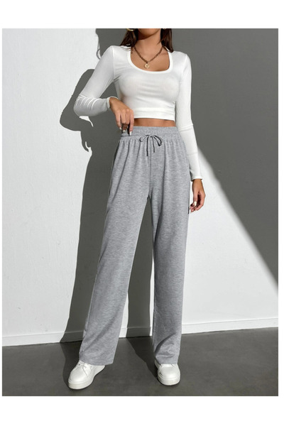 yx yustex sport Γυναικείο γκρι παντελόνι μεγάλου μεγέθους, φαρδιά γραμμή, άνε...