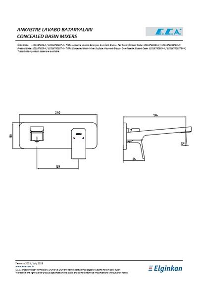 Eca Tiera Concealed Sink Faucet Surface Mounted Single Rosette