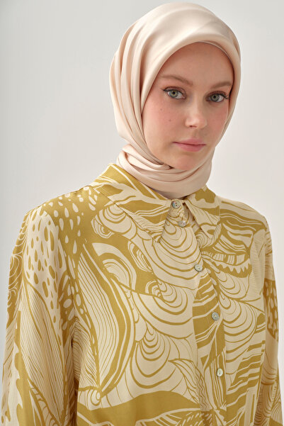 Tuğba Kemerli Desenli Uzun Tunik - Safran