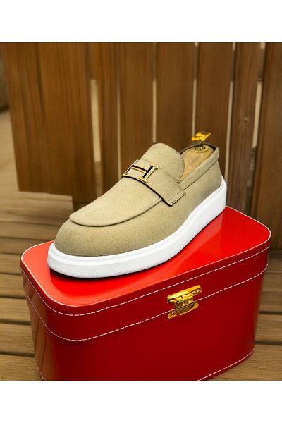 EXCLUSIVE STYLE Beige loafers with white velvet sole - ASLAN
