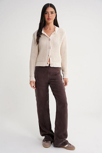 Mixray 6936 Women's Thessaloniki Buttoned Regular Fit Knitwear Cardigan Natural
