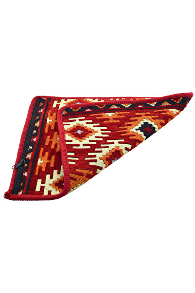 HitDukkan Dekoratif Otantik Çift Taraflı Fermuarlı Kilim Şark Köşesi Minder Kılıfı (40cmx41cm)